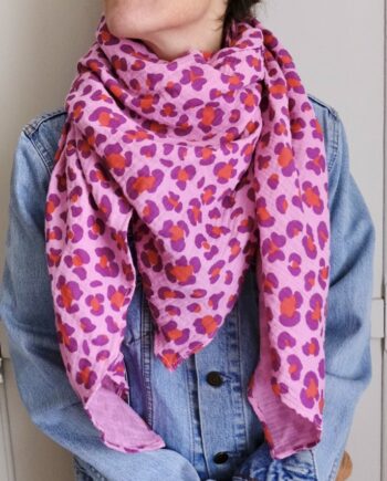 Chèche Gaze Léopard Rose